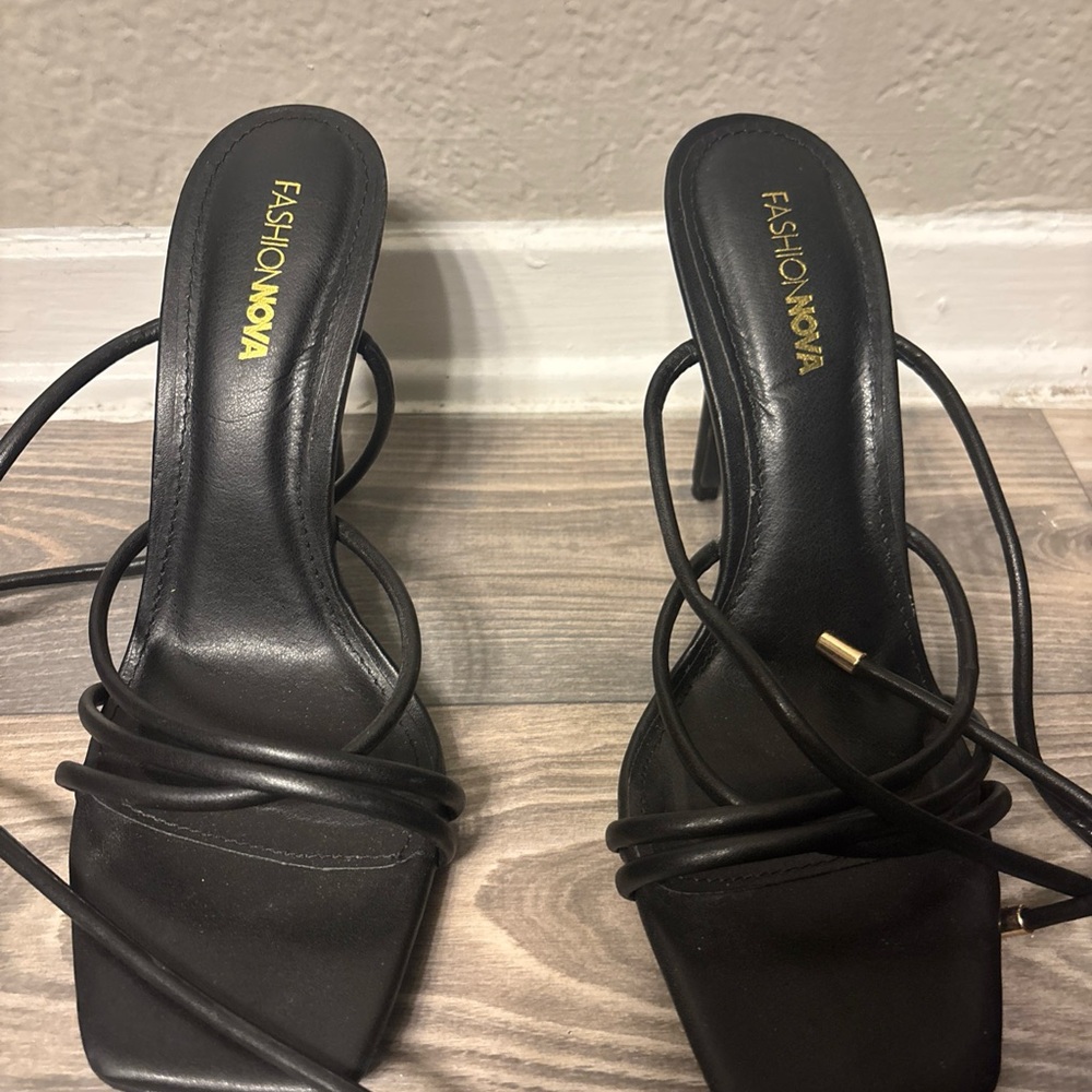 Fashion Nova Black Strappy Heels